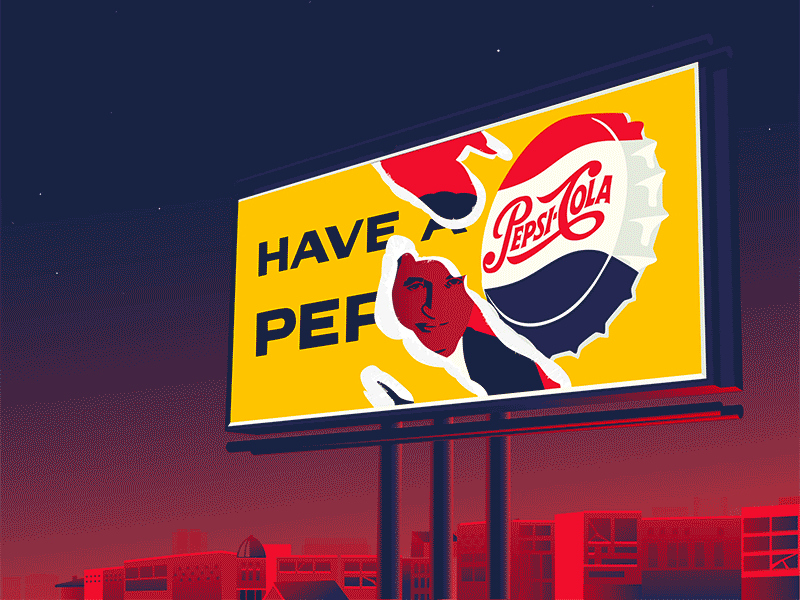 Billboard after affects animation billboard caucescu illustration illustrator motion design pepsi romania sky sunrise