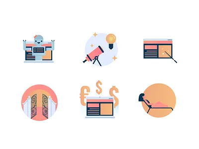 Icon Set beach bright cute design digital design enter flat funny funny icons icon iconography icons set idea illustration magick playful playful icon robot tech ui