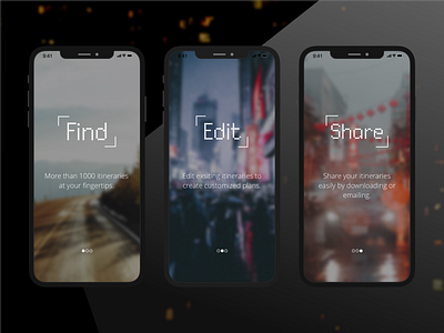 DailyUI - 023 - Onboarding daily 100 challenge daily challange dark itinerary travel travel blog trip planner