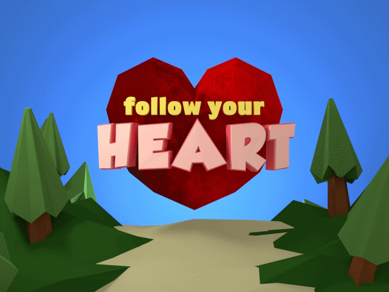 Follow Your Heart 3d 3dart animation b3d blender design gif graphic illustration illustration friday type typography