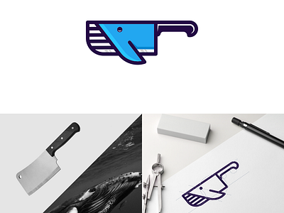 Whale Knife animal art awesome brand branding company design designer dualmeaning graphic hidden meaning icon illustration inspiration knife logo logotype typography vector whale