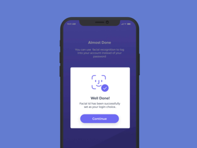 Face Id Pop over face id ios iphone x iphonex login mobile app modal onboarding password popover popup purple sign design success uidesign ux design verify