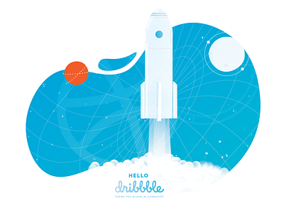 Hello Dribbble!! first shot hello dribbble rocketship space