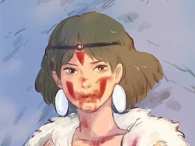 Mononoke clip studio clip studio paint digital art digital painting illustration miyazaki mononoke painting princess mononoke studio ghibli