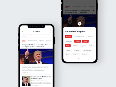 News App badge categories clean ui customize navigation news news app screen news sreen search