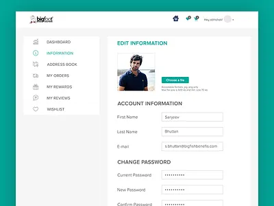 Edit Profile Dashboard corporate employee profile service