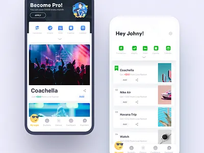 Lifestyle Banking animation app banking clean events expand icons interaction interface ios johnyvino lifesaver lifestyle lifestyle brand lifestyle illustration menu menu bar mobile probono ux