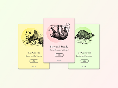 Daily UI #023 animals cards dailyui hints onboarding tutorial uidesign uxdesign