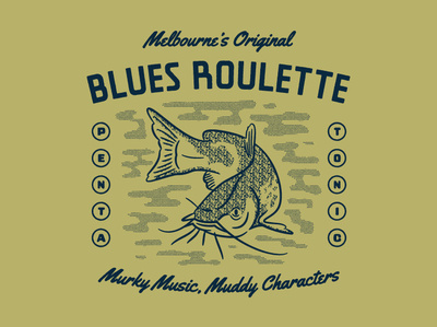 Muddys Dribbble blues catfish design fish illustration poster tee design typography