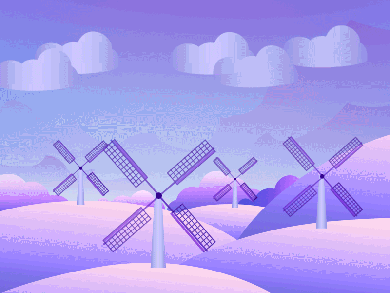 Large wind turbines design gif illustration ui