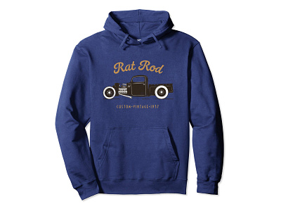 Rat Rod Hoodie Vintage amazon apparel car cars classic classic car clothing hot rod hot rods illustration madebybono navy navy blue rat rod rusty t shirt truck tshirt vintage vintage car