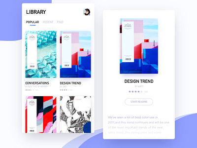 Library book book app library library app 创作的 卡 扁平 插图 特征 蓝色 设计