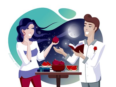 yalda night illustration art ui ux