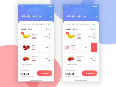 Grocery Shopping List app design design ui design ux design visual design