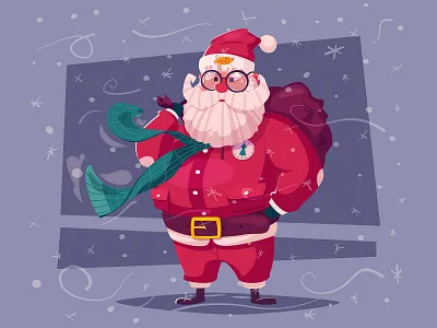 Santa with gifts cartoon character christmas funny happynewyear illustration santa vector