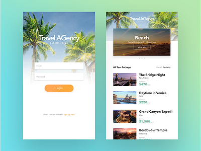 Simple Travel Agency App app app design clean inspiration ios psd sketch tour tour app travel ui web design