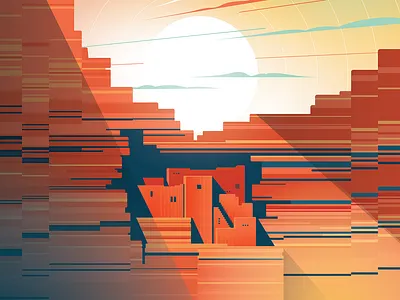 Indeed Conference Room Graphics arizona conference conference room dwellings homes illustration landmark landscape monument mural office office space orange rock sunset wall graphic