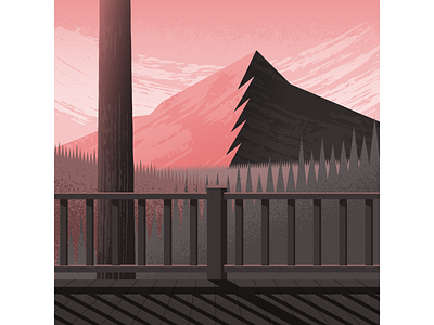 Porch backyard illustration illustrator mountain porch trees vector