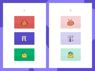 Which icons set do you prefer for the categories? ab testing blue ecommerce green icons purple red stoked