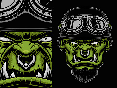 The orc biker biker design harry kasyanov illustration orc vector