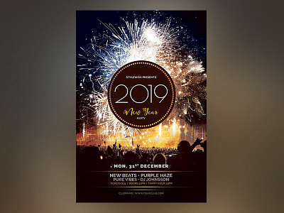 New Year Flyer creative dark firework fireworks flyer graphic design graphicriver new year new year flyer new year party night nye nye party photoshop poster template