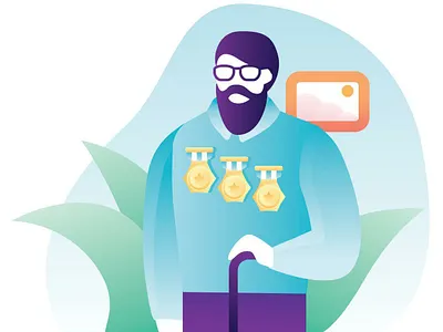 Hero bubble man medal men old man people reward