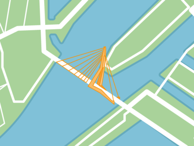 Erasmusbrug 2d 3 color 3d bridge city design flat illustrator line modern rotterdam