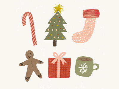 Favorite Things christmas christmas card christmas cards christmas illustration christmas trees design drawing gingerbread man greeting card greeting cards hand drawn holiday hot cocoa illustration illustration design present seasonal stocking tree winter