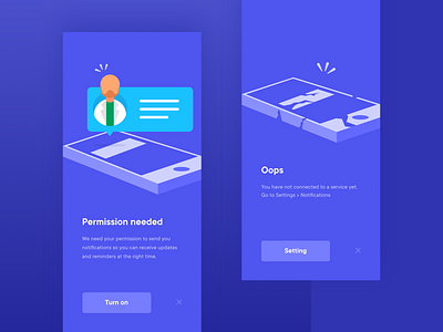 Health Care App - Permissions broken design doctor health app health care health coach illustration ios notifications permission phone ui