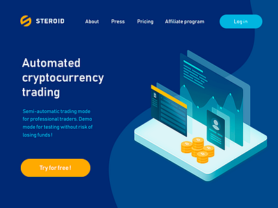 Steroid Illustration 2018 app art artwork bitcoin block chain blockchain crypto cryptocurrency design illustration isometric landing team type typography ui ux web website