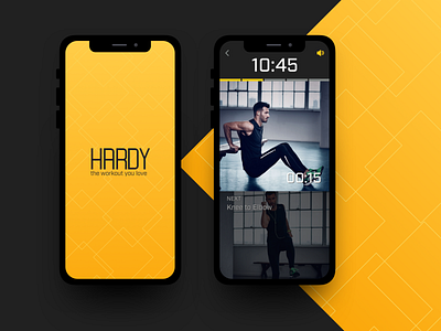 Hardy. Workout program. app branding calisthenics design fitnes fitness app ios iphone mobile mobile app mobile app design phone phone app sport app ui workout workout app yellow