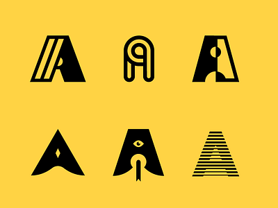 "A" Exploration adobe alphabet art black challenge design explorations flat illustration illustrator letter a logo typography various vector