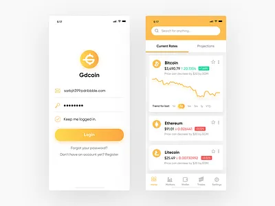 Crypto Exchange App Screens app branding design flat illustrator logo minimal mobile app design ui ux vector