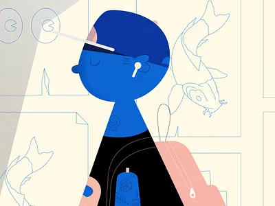 Street blue character illustration pink texture vector