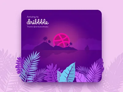 Hello Dribbble! debut debut shot debutshot hello dribbble illustration island palm trees prototyping sunset tropical ui design ui ux user experience user experience design user research ux ux design web design welcome wireframing