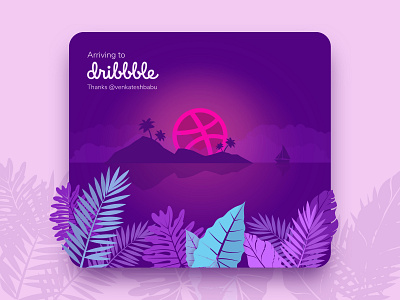 Hello Dribbble! debut debut shot debutshot hello dribbble illustration island palm trees prototyping sunset tropical ui design ui ux user experience user experience design user research ux ux design web design welcome wireframing