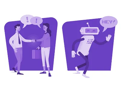 Onboarding Illustrations ai business flat gradient color illustration minimal monochromatic onboarding people retro robot ui ux