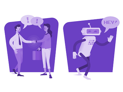 Onboarding Illustrations ai business flat gradient color illustration minimal monochromatic onboarding people retro robot ui ux