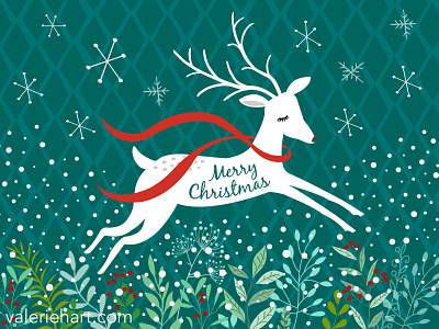 Leaping Christmas Deer christmas deer deer illustration leaping deer