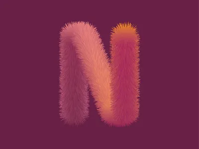Textured Furry Letter N 3d art adobe adobeillustrator branding character daily type design flat font font design identity illustration illustrator lettering minimal texture type design type designer typography vector