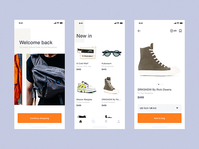 Luxury Fashion Store App app concept dark fashion interface ios kuboraum margiela owens product ui ux