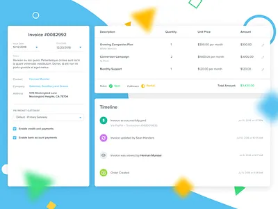 Kizen App - Order Details business data invoice order order details product design purchase table timeline ui ux