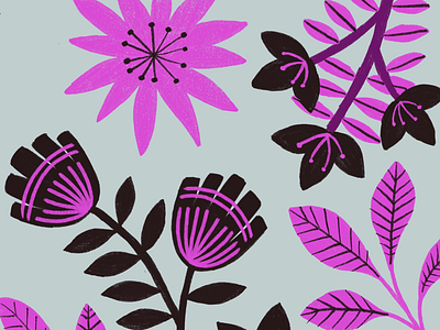 Tropical flowers leaves pattern