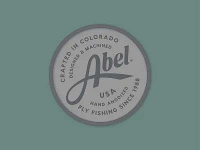 Abel Reels Patch adventure badge camp design fish fishing flyfishing lockup logo outdoors patch usa
