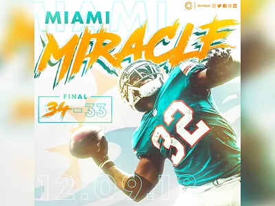Miami Miracle Design art artwork dolphins dr.crack drcrack fins football miami miami dolphins miracle nfl