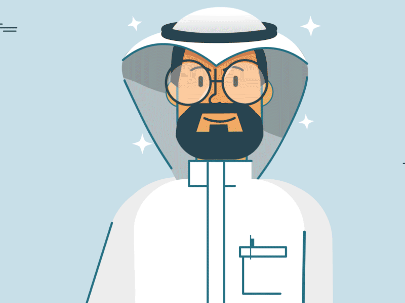 NTI - Project animation arab character banknote camera explainer video fire gif man money saudi arabia technology water