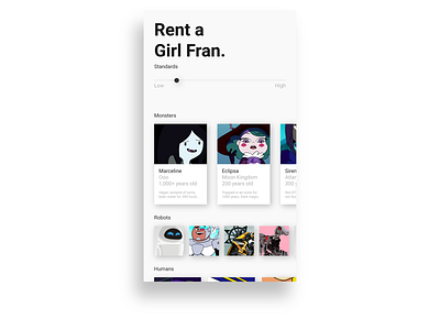 One a Day - Rent a Girlfriend app dating design oneaday ui