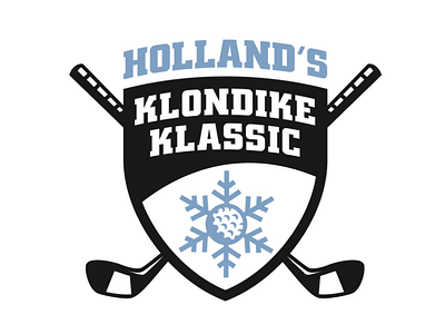 Klondike Klassic Logo badge branding crest golf golf ball logo logo design shield snowflake winter