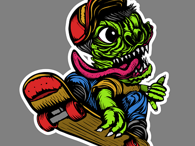 Hang loos skate monster affinitydesigner design digitalsticker digitalstickers illustration imessage ipadproart monster skate skateboard vector vectorillustration