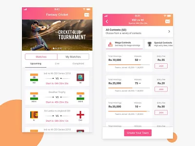 Fantasy Cricket creative cricket design fantasy sports interface ios minimal typography ui ux design